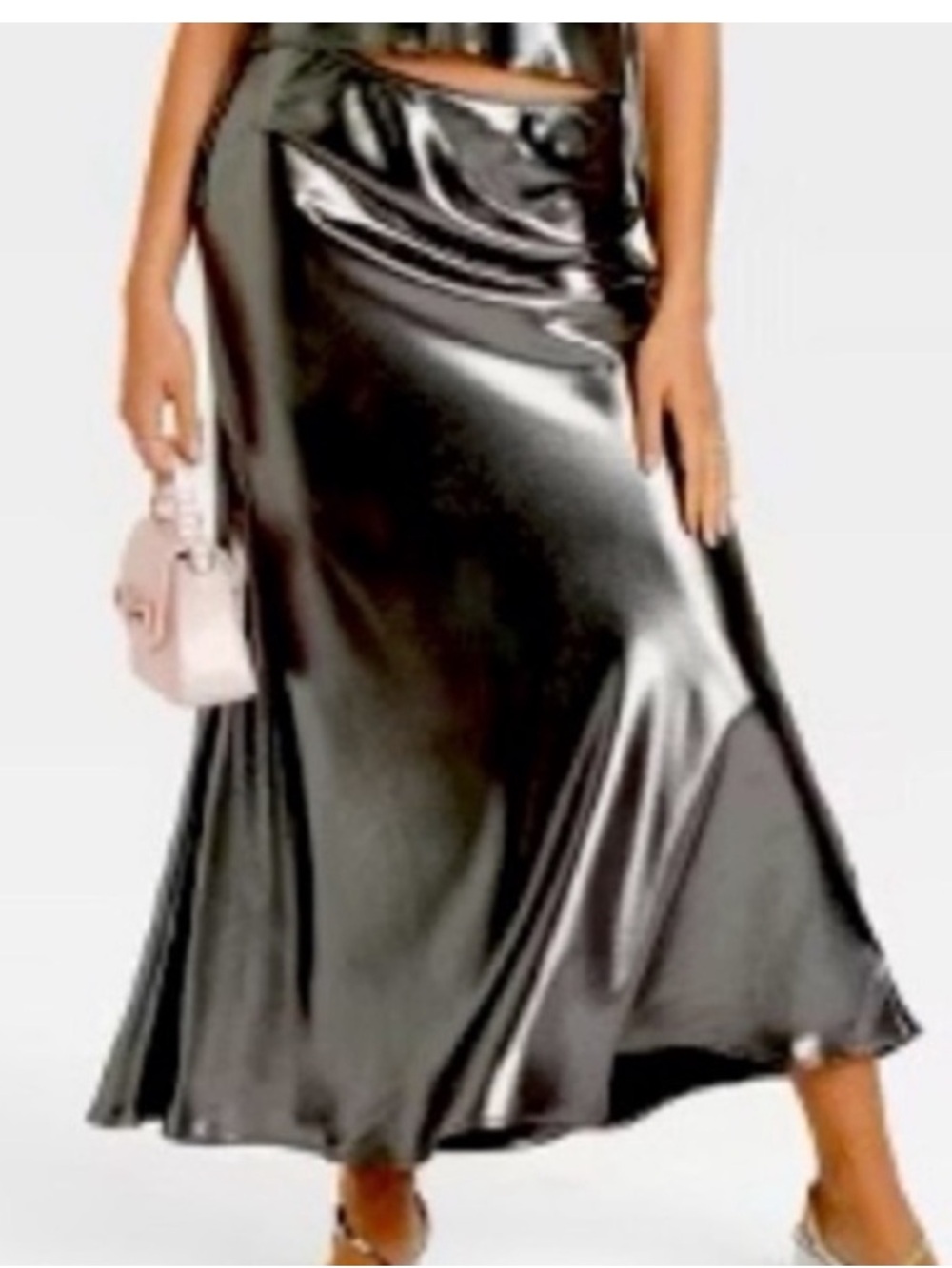 Wild Fable Metallic Black Midi Skirt Woman’s M NWOT